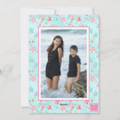 Roze & Aqua Flamingo Strand Kerst Foto Feestdagenkaart (Achterkant)