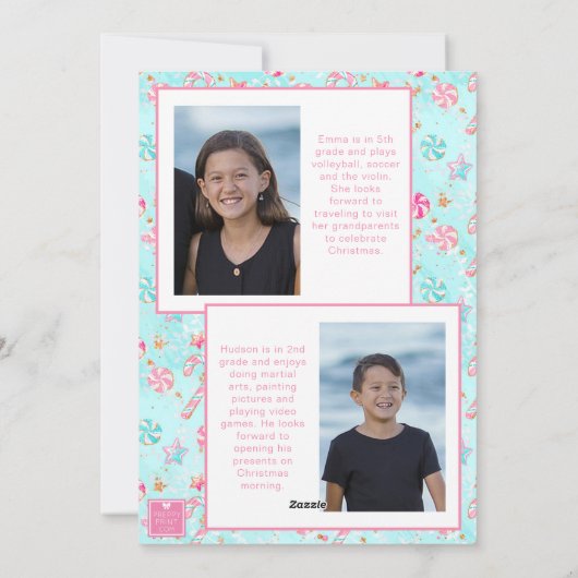 Roze & Aqua Flamingo Strand Kerstfoto Feestdagenkaart (Achterkant)