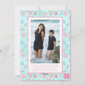 Roze & Aqua Flamingo Strand Kerstfoto Feestdagenkaart (Achterkant)