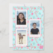 Roze & Aqua Flamingo Strand Kerstfoto Feestdagenkaart (Achterkant)