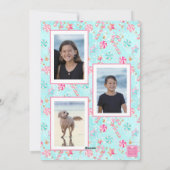 Roze & Aqua Flamingo Strand Kerstfoto Feestdagenkaart (Achterkant)