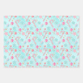 Roze & Aqua Flamingo's, Snoep & kerstverlichting Inpakpapier Vel (Voorkant 3)