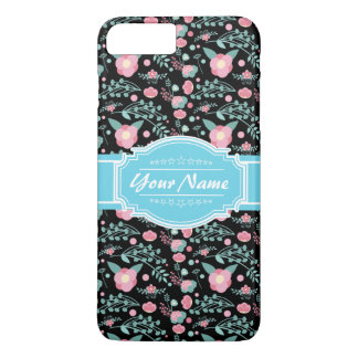 Roze Aqua Floral Pattern in Black Personalized Case-Mate iPhone Case