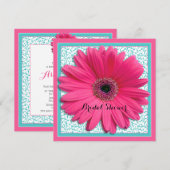 Roze Aqua Gerbera Daisy Bridal Shower Kaart (Voorkant / Achterkant)