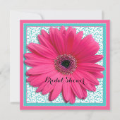 Roze Aqua Gerbera Daisy Bridal Shower Kaart (Voorkant)
