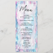 Roze Aqua Harten en Bloemen Bruiloft Menu (Voorkant)