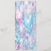 Roze Aqua Harten en Bloemen Bruiloft Menu (Achterkant)