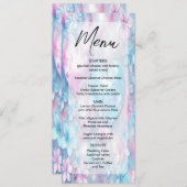 Roze Aqua Harten en Bloemen Bruiloft Menu (Voorkant / Achterkant)