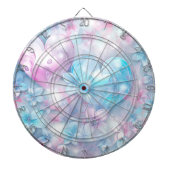 Roze Aqua Harten en Bloemen Dartboard Dartbord (Voorkant)