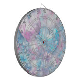 Roze Aqua Harten en Bloemen Dartboard Dartbord (Voorkant Links)
