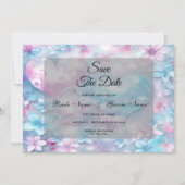Roze Aqua Harten en Bloemen Save The Date (Voorkant)
