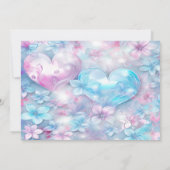 Roze Aqua Harten en Bloemen Save The Date (Achterkant)