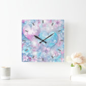 Roze Aqua Harten en Bloemen Wandklok (Huis)
