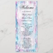 Roze Aqua Harten en Bloemen Wedding Programma Programmakaart (Voorkant)