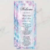 Roze Aqua Harten en Bloemen Wedding Programma Programmakaart (Voorkant / Achterkant)