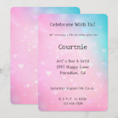 Roze Aqua Hearts Verjaardag Kaart (Voorkant / Achterkant)