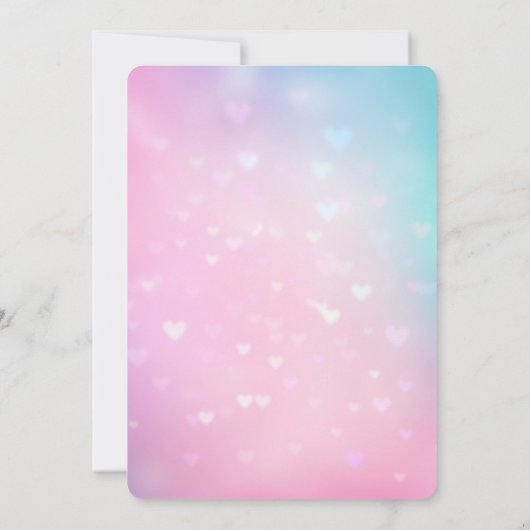 Roze Aqua Hearts Verjaardag Kaart (Achterkant)