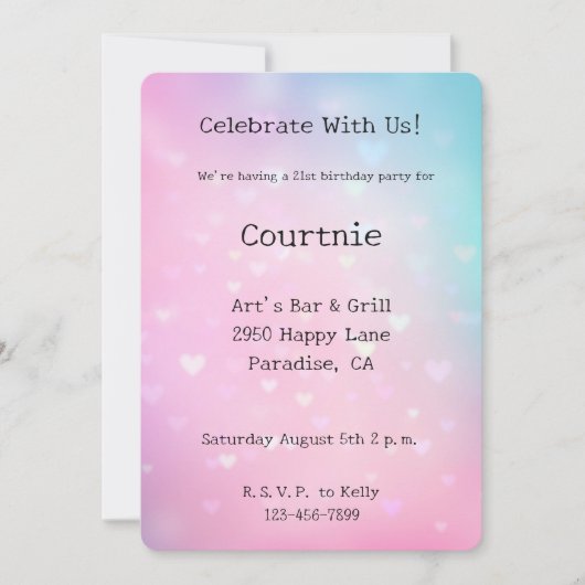 Roze Aqua Hearts Verjaardag Kaart (Voorkant)