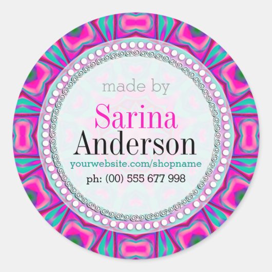Roze Aqua Hippie Sunshine gemaakt door labels (Voorkant)