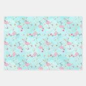 Roze & Aqua Ice Schaatsen Flamingo's & kerstcadeau Inpakpapier Vel (Voorkant 2)
