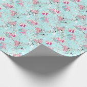 Roze & Aqua Ice Schaatsen & Kerstcadeaus Cadeaupapier (Hoek)