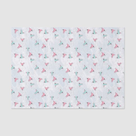 Roze & Aqua Ice Schaatsen Kerstwinter Tissuepapier (Voorkant)