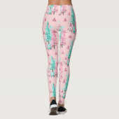 Roze Aqua Kerstboom Feestelijk Leggings (Achterkant)