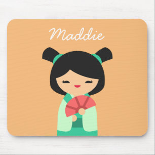 roze aqua Kokeshi Japanse poppen Muismat