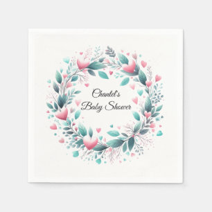 Roze Aqua krans Baby shower papieren servetten