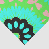 Roze, Aqua & Lime Groen Bloemen Patroon Decoupage Tissuepapier (Detail)