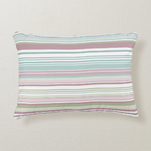 Roze, Aqua, mint, lenteregen en mauve strepen Accent Kussen