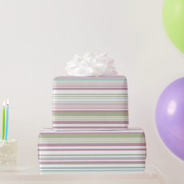 Roze, Aqua, mint, lenteregen en mauve strepen Cadeaupapier