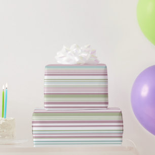 Roze, Aqua, mint, lenteregen en mauve strepen Cadeaupapier