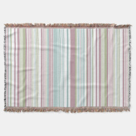 Roze, aqua, mint, lenteregen en mauve strepen deken