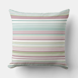 Roze, Aqua, mint, lenteregen en mauve strepen Kussen