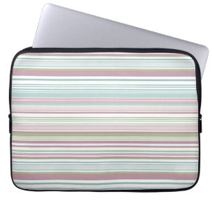 Roze, aqua, mint, lenteregen en mauve strepen laptop sleeve