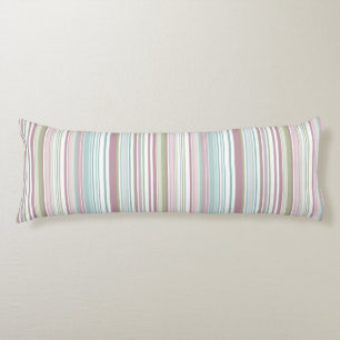 Roze, aqua, mint, lenteregen en mauve strepen lichaamskussen