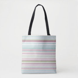 Roze, Aqua, mint, lenteregen en mauve strepen Tote Bag