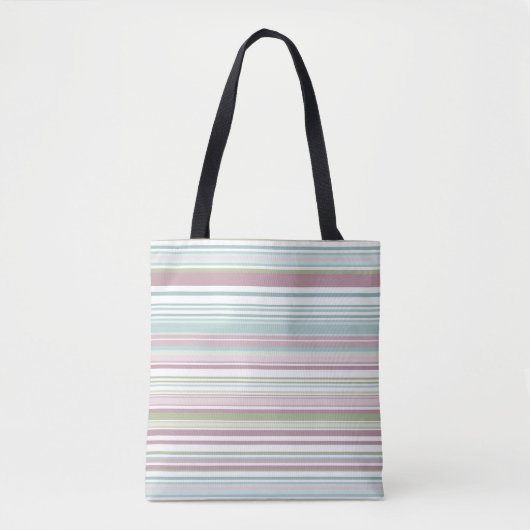 Roze, Aqua, mint, lenteregen en mauve strepen Tote Bag (Voorkant)