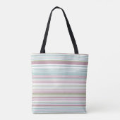Roze, Aqua, mint, lenteregen en mauve strepen Tote Bag (Achterkant)