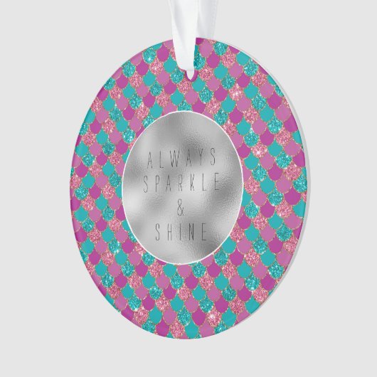 Roze Aqua Mint Zeemeermin Glitz Ornament (voorkant)