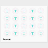 Roze, Aqua Monogram T Dank u Sticker 4 (Vel)