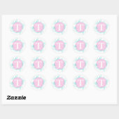 Roze, Aqua Monogram T Dank u Sticker 5 (Vel)