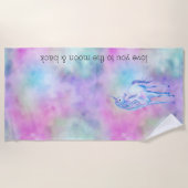 Roze Aqua Paars White Unicorn Sparkle        Strandlaken (Voorkant)