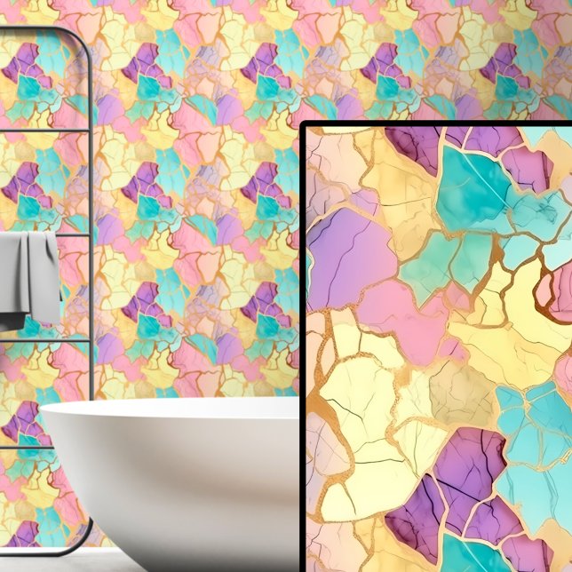 Roze Aqua Paarse & Goud Marbled Behang (Creator heeft geüpload)