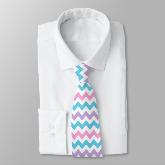 Roze, Aqua, Paarse, witte Chevrons Patroon Stropdas (Gebonden)