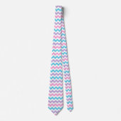 Roze, Aqua, Paarse, witte Chevrons Patroon Stropdas (Voorkant)