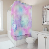 Roze Aqua Paarse Witte Eenhoorn Douchegordijn (In situ)