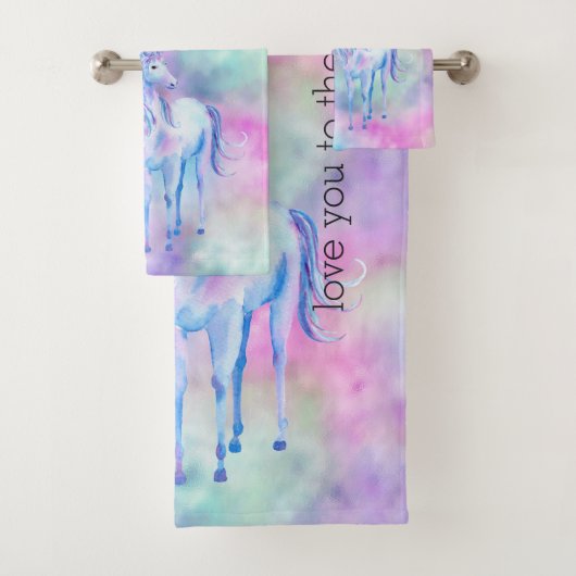 Roze Aqua Paarse Witte Eenhoorn Sparkle Bad Handdoek (Insitu)