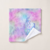 Roze Aqua Paarse Witte Eenhoorn Sparkle Bad Handdoek (Wasdoekje)